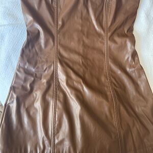 Faux leather mini dress